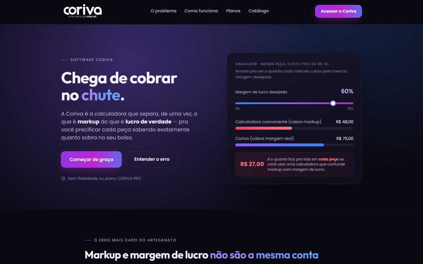 Captura de tela do site Coriva